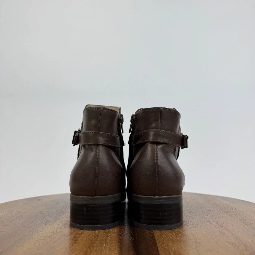 Womens Soul Naturalizer Rosaline Brown Faux‎ Leather Buckle Ankle Bootie Size 10